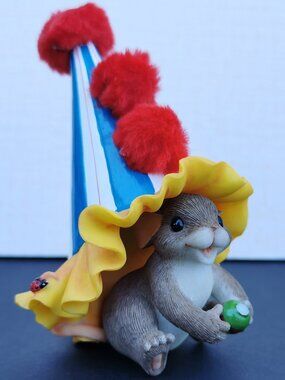 Fitz & Floyd Charming Tails Cheers DAMAGED Figurine Mice Mouse Clown Hat Cute
